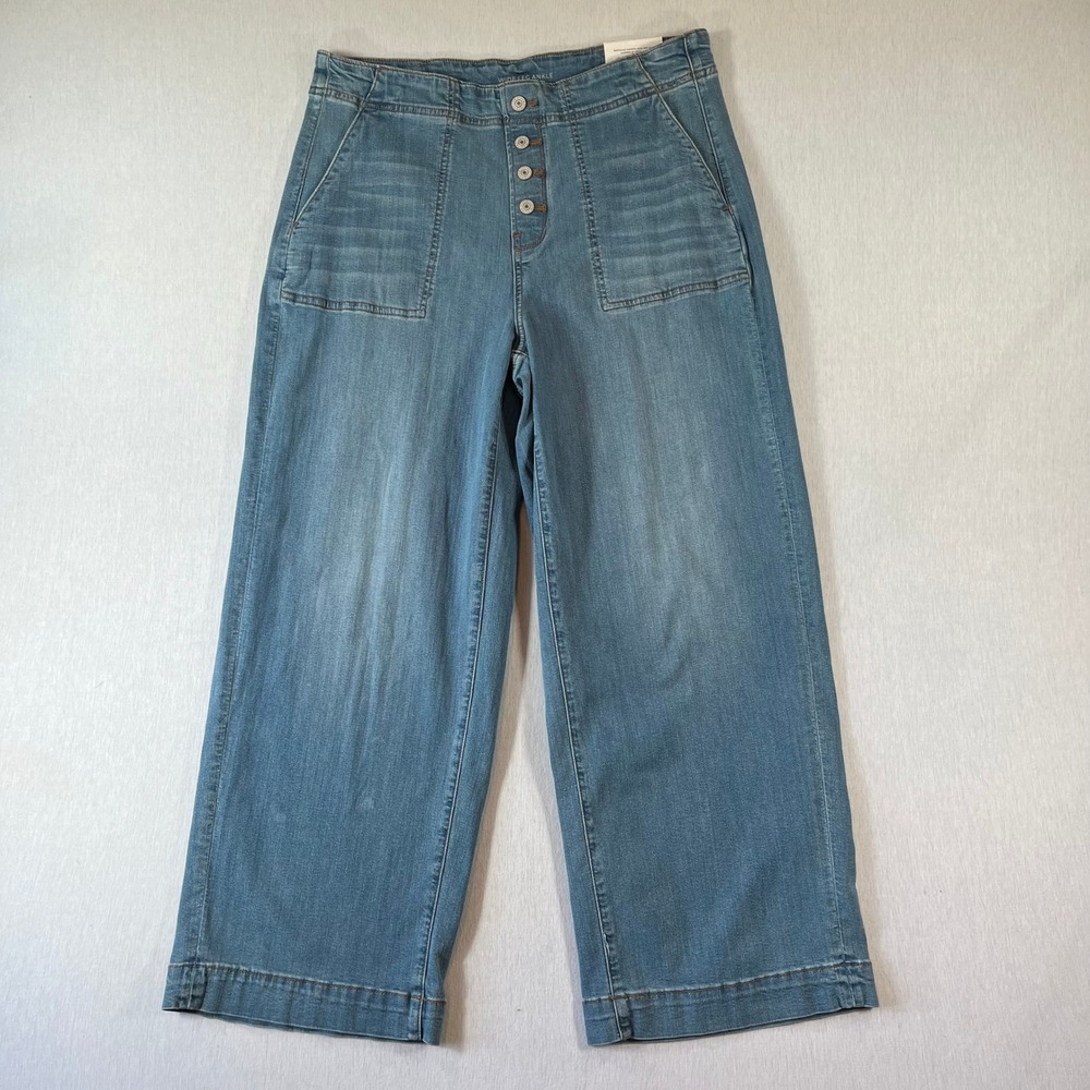 NEW Chicos Wide Leg Ankle Jeans 2R US12R 27" Inseam Button Fly Stretch Denim NWT